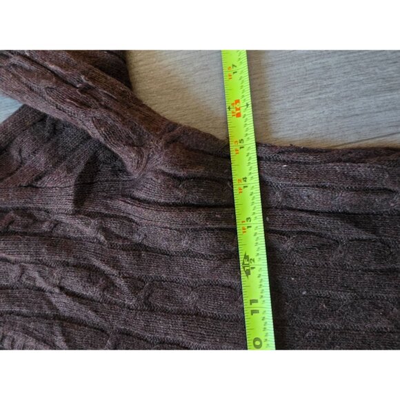J.Crew Womens Cable Knit V-Neck Sweater M Merino Wool Angora Cashmere Brown - Picture 6 of 6